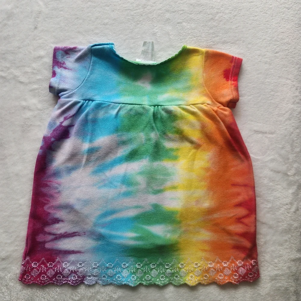 Vintage Carters Classic‎ Tie Dye Infant Dress Embroidered 3-6 Months